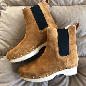 Jcrew suede clog boots